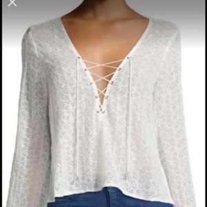 Lucy Paris - bell sleeve eyelet top. like new